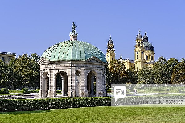 Diana Temple in Hofgarten and Theatine Church Old Town Munich Upper Bavaria Bavaria Germany Europe