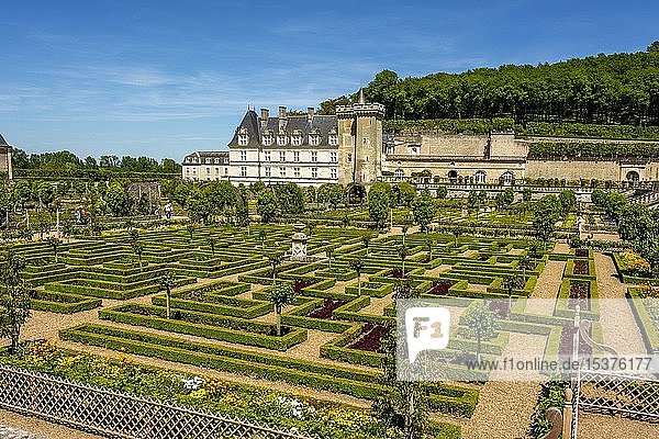 Schloss Villandry und seine Gärten  Departement Indre-et-Loire  Centre-Val de Loire  Frankreich  Europa