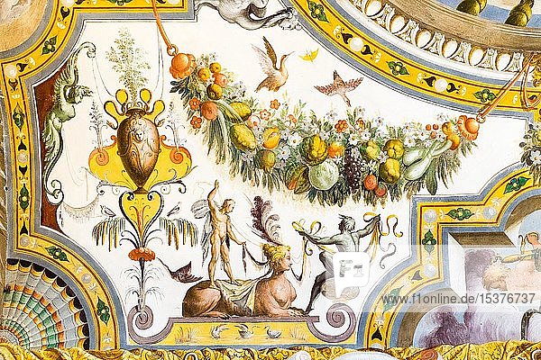 Groteske Malerei  Fresken im Castello di Torrechiara  Langhirano  Provinz Parma  Emilia-Romagna  Italien  Europa
