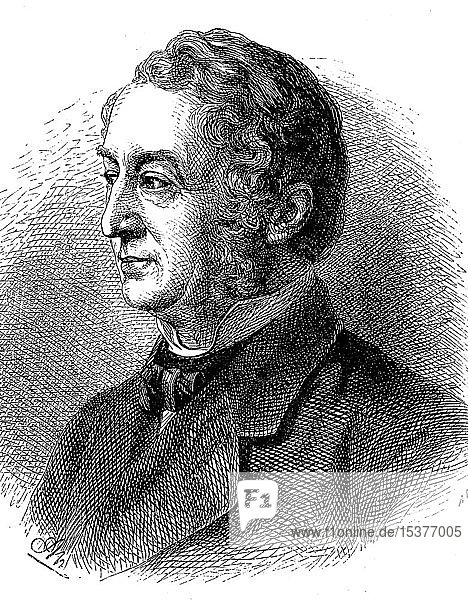 Friedrich Wilhelm Güll  1812-1879  deutscher Dichter  1880  historischer Holzschnitt  Deutschland  Europa