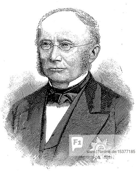Baron Ludwig von Windthorst  geboren 17. Januar 1812  gestorben 14. März 1891  deutscher Politiker  1880  historischer Holzschnitt  Deutschland  Europa