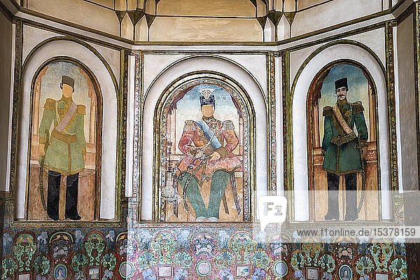 Historic frescoes from painter Kamal-ol-Molk  19th century  Borujerdi House  Kashan  Isfahan Province  Iran  Asia