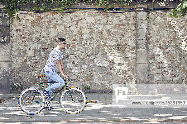 Man riding bicycle in the city