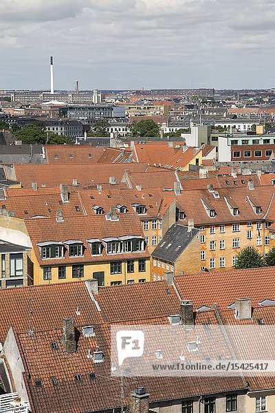 View of Copenhagen from Round Tower  Denmark.