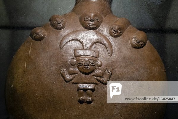 Peruvian pre-Columbian ceramics Chimú culture (900 to 1470 AC). Amano museum Lima Peru.