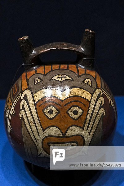 Peruvian Pre-Columbian ceramics Nazca culture (100 BC to 800 AC). Lima Art Museum Lima Peru.