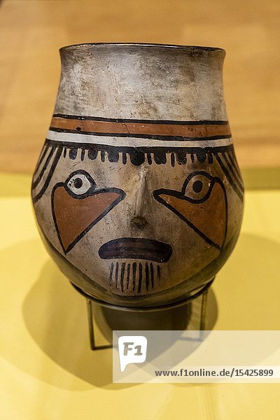 Peruvian Pre-Columbian ceramics Nazca culture (100 BC to 800 AC). Lima Art Museum Lima Peru.