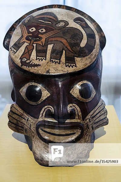 Peruvian Pre-Columbian ceramics Nazca culture (100 BC to 800 AC). Lima Art Museum Lima Peru.