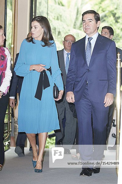 Queen Letizia of Spain attends 'Exceptional Women the value of an opportunity’ at Headquarters of the BBVA Microfinance Foundation on May 23 2019 in Madrid Spain
