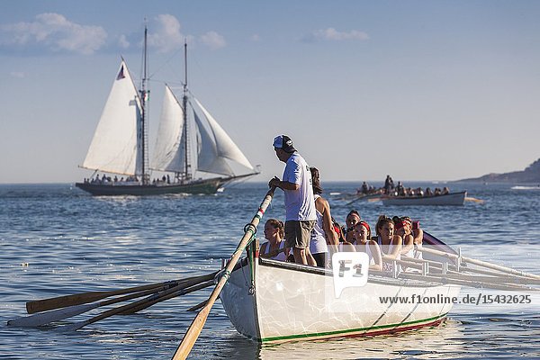 USA New England Massachusetts Cape Ann Gloucester Saint Peters Fiesta Traditional Italian Fishing Community Festival Seine Boat rowing competition NR.