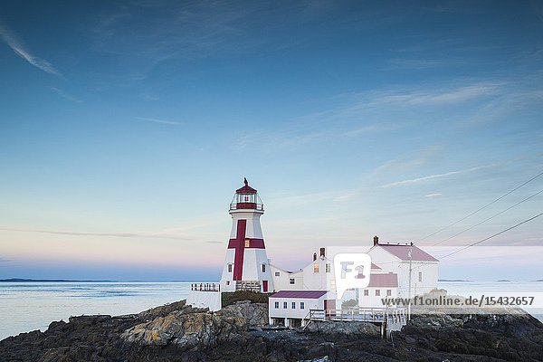 Canada New Brunswick Campobello Island Head Harbour Lightstation lighthouse dusk.