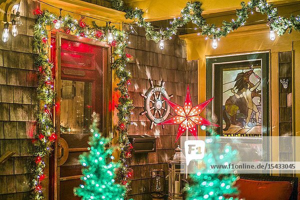 USA New England Massachusetts Cape Cod Provincetown Christmas decorations.