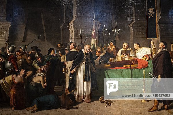 Peruvian painting Luis Montero (Piura 1826-Callao 1869) The funeral of Atahualpa (1867). Art Museum of Lima Lima Peru.