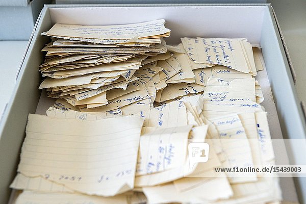 Berlin Germany. Some 30 years after the Berlin Wall was torn down BStU officials are still reconstructing damaged and torn documents from the MfS / Stasi Archives to make them accessible to people of interest and for research..