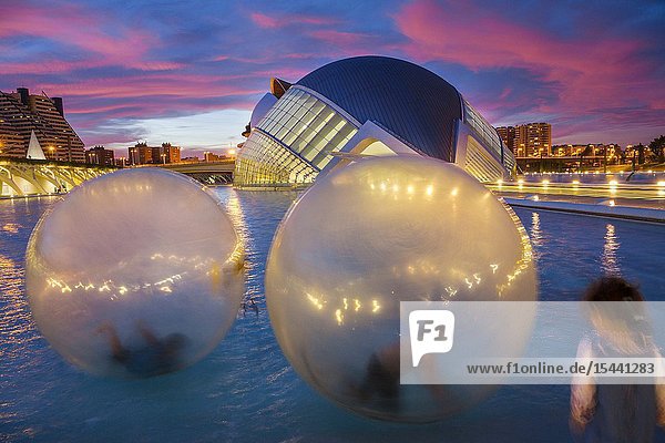 Hemisferic. City of Arts and Sciences. Architect Santiago Calatrava. Valencia. Comunidad Valencia. Spain. Europe.