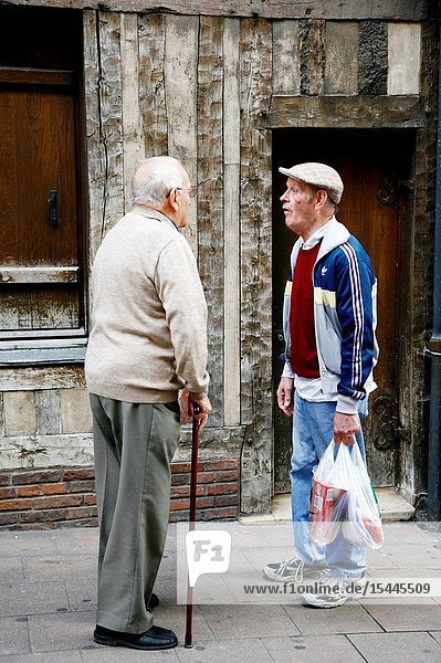 People in the street Honfleur Normandy France