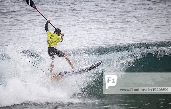 Las Palmas Gran Canaria Canary Islands Spain. 12th December 2018. Paddle surfers competing on the last leg of the 2018 world tour in Las Palmas the capital of Gran Canaria.