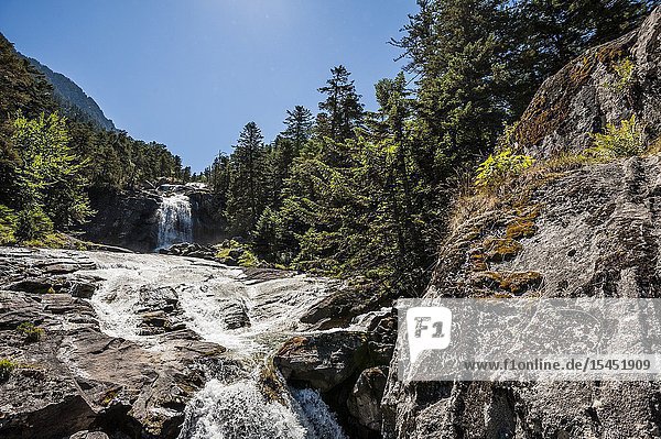 Pont d'Espagne waterfalls in Pyrenees national Park (Hautes-Pyrénées Department Nouvelle-Aquitaine Region France)