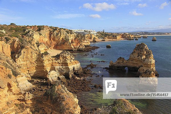 Portugal Algarve Lagos Praia do Camilo cliffs scenery .