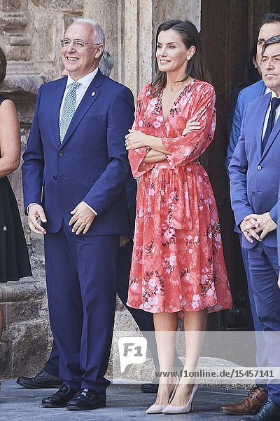 Queen Letizia of Spain attends Closing of the 2nd Seminar on Patrimonial Education in the School at International Center for the Research of the Spanish Language on July 5 2019 in San Millan de la Cogolla Spain