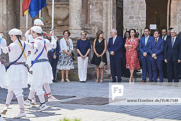 Queen Letizia of Spain attends Closing of the 2nd Seminar on Patrimonial Education in the School at International Center for the Research of the Spanish Language on July 5 2019 in San Millan de la Cogolla Spain