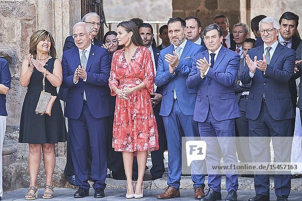 Queen Letizia of Spain attends Closing of the 2nd Seminar on Patrimonial Education in the School at International Center for the Research of the Spanish Language on July 5 2019 in San Millan de la Cogolla Spain