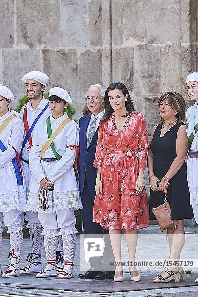 Queen Letizia of Spain attends Closing of the 2nd Seminar on Patrimonial Education in the School at International Center for the Research of the Spanish Language on July 5 2019 in San Millan de la Cogolla Spain