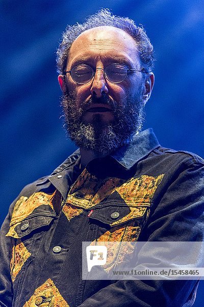 Madrid  Spain-June 22: Jota from Los Planetas band performs in concert at Noches del Botanico festival on june 22  2019 in Madrid  Spain (Photo by: Angel Manzano)