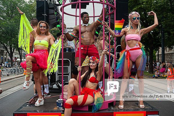 Vienna Austria Europe - Participants at the Euro Pride Parade along Ringstrasse in central Vienna.