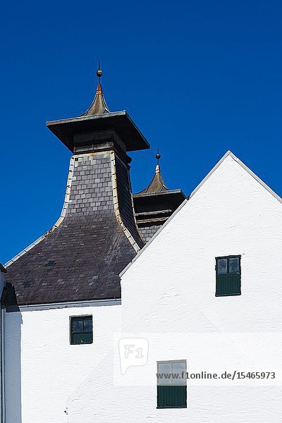 View of Lagavulin Distillery on island of Islay in Inner Hebrides of Scotland UK.