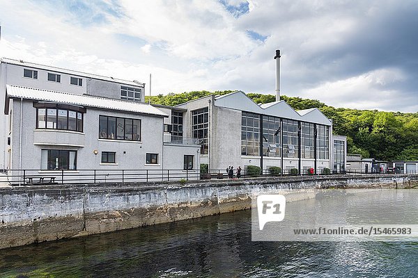 View of Caol Ila Distillery on island of Islay in Inner Hebrides of Scotland UK.