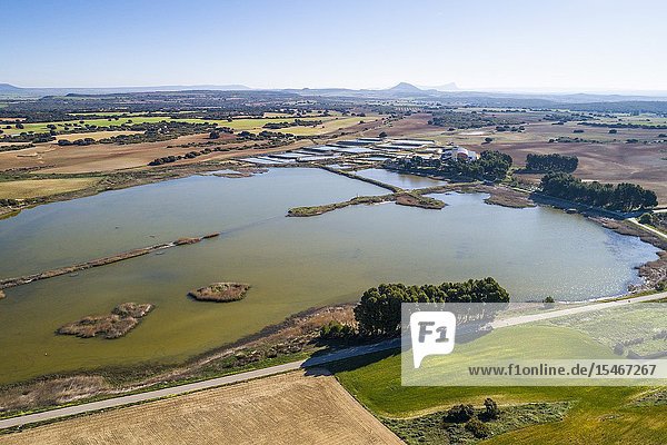 Aerial view of Laguna del Saladar. Complejo Lagunar de Corral-Rubio. Albacete province Castile-La Mancha Spain.