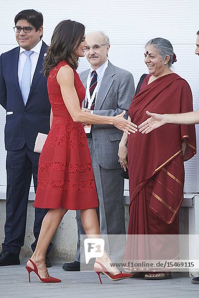Queen Letizia of Spain attends Presentation of the World Center of Valencia for the Sustainable Urban Feeding (CEMAS) at La Base on July 22 2019 in Valencia Spain
