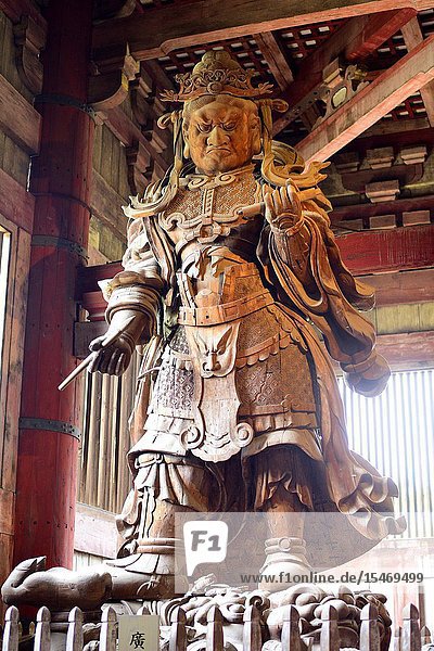 Wooden statue of Komokuten guardian Todaiji temple Nara Japan Asia.