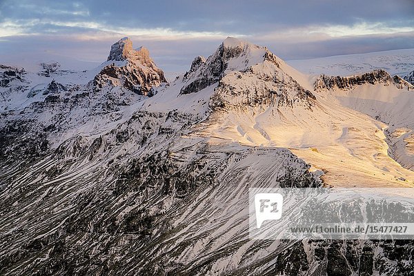 Mt. Thverartindsegg Vatnajokull Ice Cap Vatnajokull National Park Iceland.