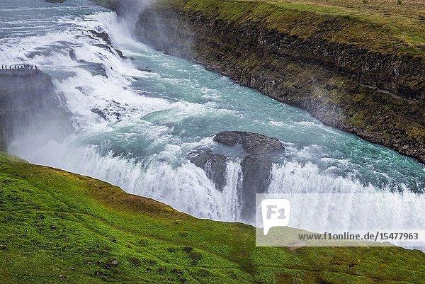 Gullfoss waterfall in the canyon of the Hvita river in southwest Iceland.