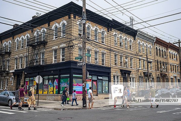 Housing stock in the Bushwick neighborhood in Brooklyn in New York on Saturday June 1 2019. As more and more hipsters move into the neighborhood the ethnicity of the area is changing. (© Richard B. Levine).