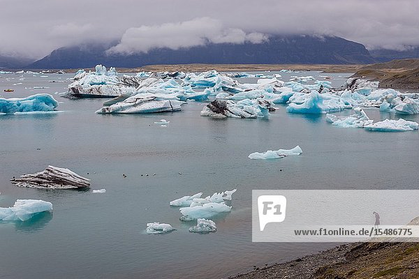Jokulsarlon glacial lake on the edge of Vatnajokull National Park in Iceland.