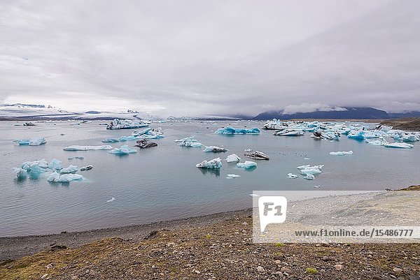 Jokulsarlon glacial lake on the edge of Vatnajokull National Park in Iceland.