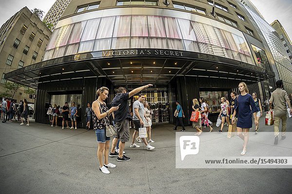 The Victoria's Secret store on busy Fifth Avenue in Midtown in New York on Tuesday July 16 2019. Victoria's Secret is a brand of L Brands. (© Richard B. Levine).