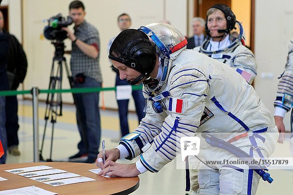 At the Gagarin Cosmonaut Training Center in Star City Russia Expedition 48-49 backup crewmember Thomas Pesquet of the European Space Agency signs in for Soyuz qualification exams May 26. Pesquet Peggy Whitson of NASA and Oleg Novitskiy of Roscosmos are serving as the backups to prime crewmembers Kate Rubins of NASA Takuya Onishi of the Japan Aerospace Exploration Agency and Anatoly Ivanishin of Roscosmos who will launch June 24 on the Soyuz MS-01 spacecraft from the Baikonur Cosmodrome in Kazakhstan for a four-month mission on the International Space Station..NASAStephanie Stoll.