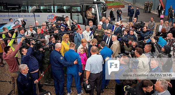 Officials family and media gather to welcome home Expedition 48 Russian cosmonauts Alexey Ovchinin and Oleg Skripochka of Roscosmos at the Chkalovsky Airport in Star City Russia several hours after they and NASA astronaut Jeff Williams landed their Soyuz TMA-20M spacecraft in a remote area outside the town of Zhezkazgan Kazakhstan on Wednesday Sept. 7 2016 (Kazakh time). Williams Ovchinin and Skripochka returned after 172 days in space where they served as members of the Expedition 47 and 48 crews onboard the International Space Station. Photo Credit: (NASABill Ingalls)