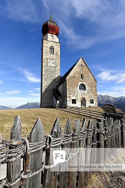 San Nicolò church at Monte di Mezzo Renon plateau Bolzano province Trentino Alto-Adige Italy Europe.
