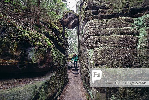 Rock maze in Ostas Nature Reserve in Table Mountains range in Czech Republic.