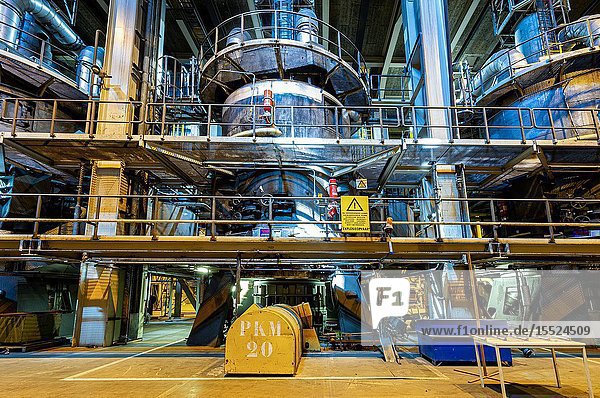 Geertuidenberg Netherlands. Amer Centrale power plant coal and fossil fuel pulverizer preparing the solid fuels before injection into the fire bed.