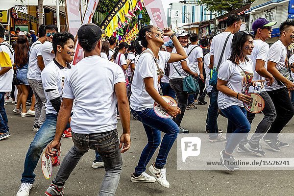 Young Filipinos Dancing In The Street During The Ati-Atihan Festival  Kalibo  Panay Island  Aklan Province  Western Visayas  The Philippines.