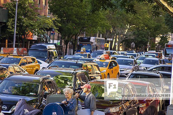 Traffic backed up on Fifth Avenue in the neighborhood of Harlem in New York on Tuesday June 11 2019. (© Richard B. Levine).