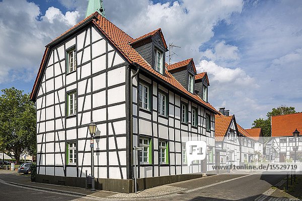 Herten Westerholt Germany North Rhine-Westphalia NRW Westphalia Ruhr area D-Herten D-Herten-Westerholt Old Village Westerholt Alte Freiheit Westerholt half-timbered houses at the Apostelstrasse