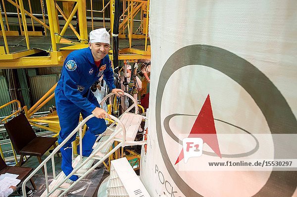 In the Integration Facility at the Baikonur Cosmodrome in Kazakhstan Expedition 51 backup crewmember Randy Bresnik of NASA enters the Soyuz MS-04 spacecraft April 14 during a final training session. Bresnik and Sergey Ryazanskiy of the Russian Federal Space Agency (Roscosmos) are serving as backups to Fyodor Yurchikhin of Roscosmos and Jack Fischer of NASA who will launch April 20 on the Soyuz MS-04 spacecraft for a four and a half month mission on the International Space Station. Credit: NASAGagarin Cosmonaut Training CenterAndrey Shelepin