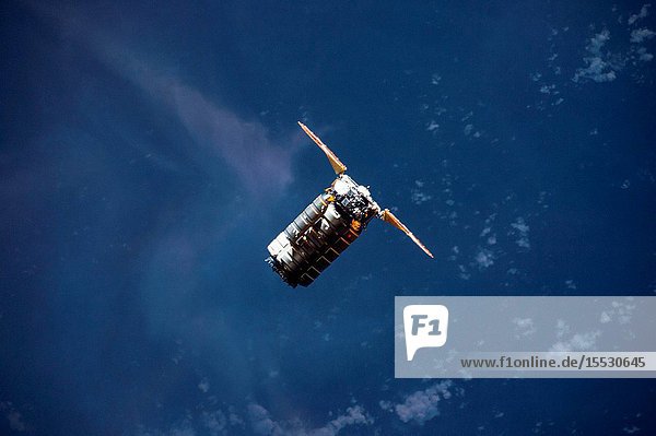 The Cygnus resupply ship from Orbital ATK approaches the International Space Station April 22 2017 before its capture and installation to the Unity module with the Canadarm2 robotic arm.